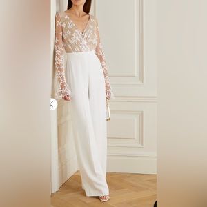 RIME ARODAKY
Poppy embroidered tulle and crepe jumpsuit